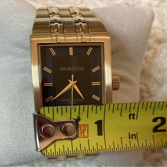 NWOT Brushed gold black rectangular mens Armitron watch - Picture 7 of 7